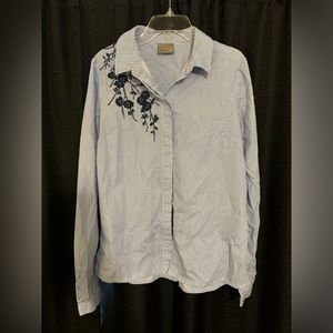 Blue White Stripe floral